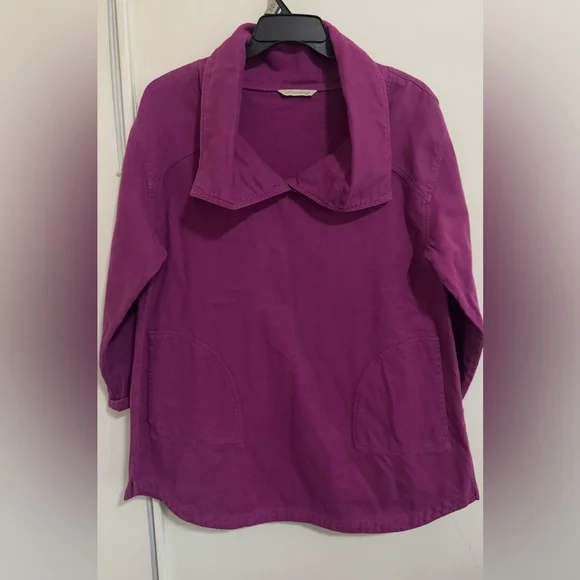 Soft Surroundings Port Royale Tunic Sweatshirt in fuchsia pink size M-L - Picture 2 of 9